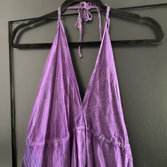 Women’s Purple Halter Flowy Maxi Cover Up Dress Sz M - Picture 2 of 5